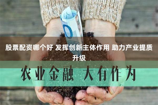 股票配资哪个好 发挥创新主体作用 助力产业提质升级